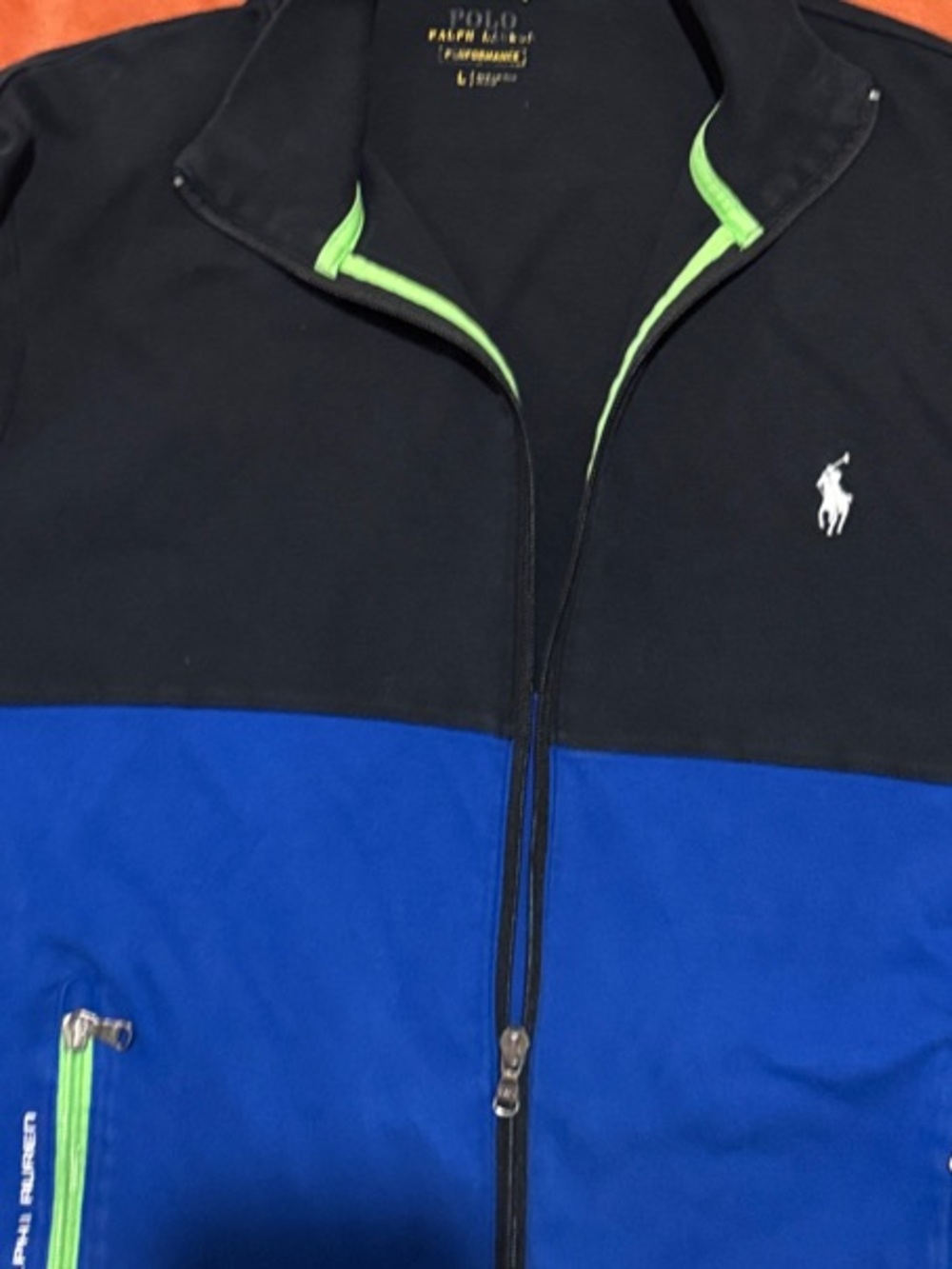 Polo by Ralph Lauren Black and Royal Blue Colorblock Track Jacket - Picture 5 of 6